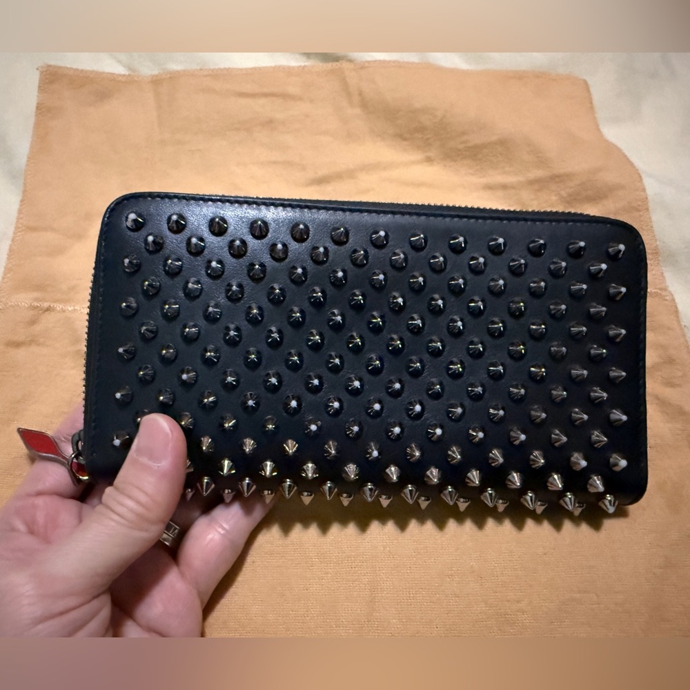 Christian Louboutin Black long Wallet with Silver Studs